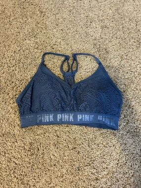 PINK Victoria's Secret Navy Laser-Cut Lace Sports Bralette